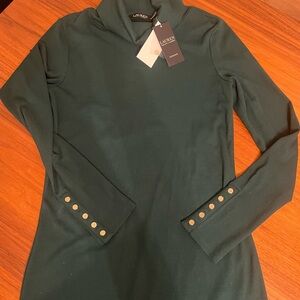 Lauren Ralph Lauren Teal Turtleneck Top